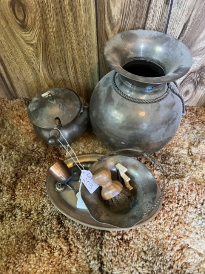 Brass Spit-toon and Items
