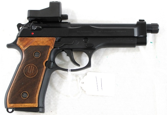Beretta 92FS Brigadier 9mm Pistol w/Threaded Barrel, Red Dot, and Wood Grips