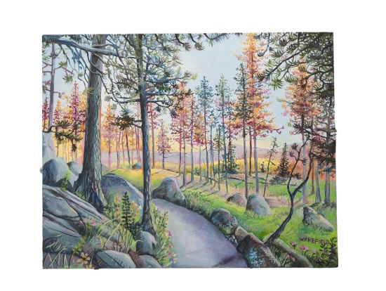 "Sunset on Mountain Path" Oil on canvas painting by Kevin Wakefield