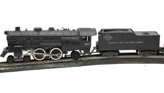 Vintage 1951 American Fyler Lines 307 Locomotive Steam Freight Set . The set consists of 6 pieces.Pr