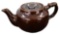 Occupied Japan Ceramic Brown Betty Teapot Plain Dark Glaze