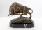 Prosper Lecourtier Raging Bull Sculpture