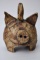 Vintage Clay Pottery Hand Crafted Piggy Bell