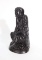 Antique Chinese Carved Wood Figure Of A Sitting Man In A Robe Holding A Bowl 19th Cent