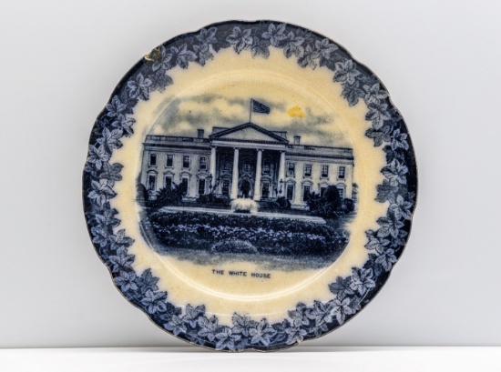Frank Beardmore & Co. Flow Blue "the White House" Plate, Fenton, England