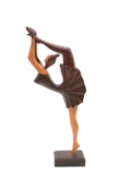 Ballerina Wooden Sculpture - Representing A Posing Ballerina