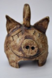 Vintage Clay Pottery Hand Crafted Piggy Bell