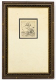 Antique Etching With Frame, Signed 