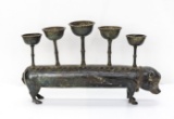 Pig Oil Lamp, Middle Eastern Metal Candelabra