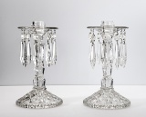 Vintage Art-deco Crystal Candle Holders, Set Of 2