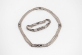 Vintage Sterling Silver 925 Bracelet And Necklace Multistrand Set