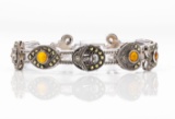 Vintage Sterling Silver Bracelet With Amber Stone