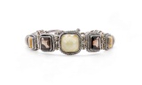 Artisan Sterling Silver Bracelet Quartz, Citrine & Mother Of Pearl