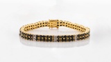 Bracelet 925 Gold-plated Blue Sapphire And Diamonds