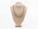 Snake Chain Necklace With Silver And Gold Beads