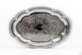 Vintage Oval Tray, Silver-colored