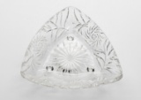 Vintage Crystal Glass Bowl, Triangular Shape