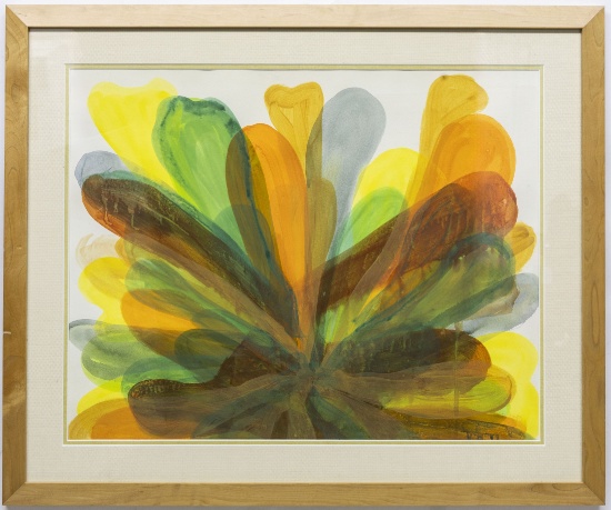 In the style of Morris Louis, Flowers, Watercolor on Paper