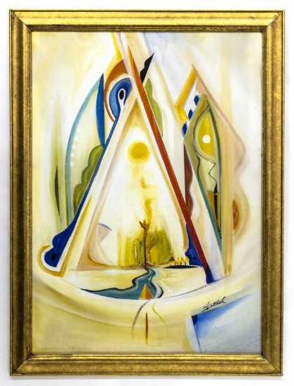 Tomás Abal (c. 1970s) Geometric Abstraction with Radiant Sun, Acrylic on Canvas