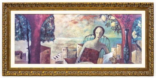 Didier Lourenco (Spanish, 1968-2022), Interior Rojo, Mixed Media on Board Painting