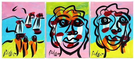 Set of Three Paintings, Peter Keil (German, b. 1942), Acrylic on Canvas