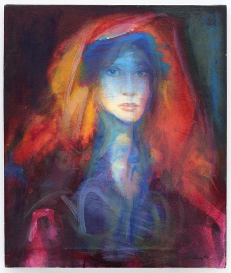 Contemporary Female Portrait. Signed Original Oil on Canvas