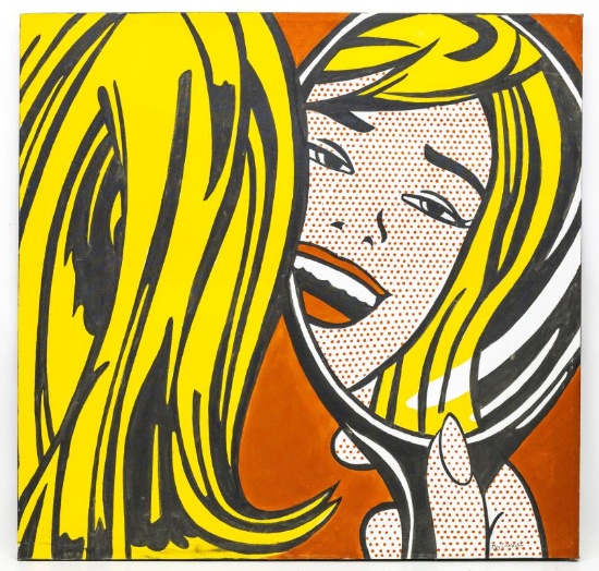 Roy Lichtenstein, Girl in Mirror, Oil on Canvas Painting