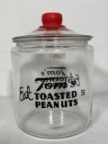 Vintage Toms Toasted Peanuts Jar and Lid Black Lettering