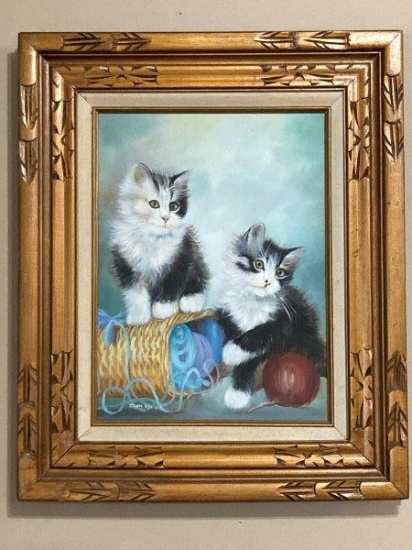 Vintage Kittens Oil On Canvas By Don Drake