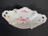 Dresdan Footed Oval Bowl With Floral Motif