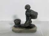 Chinese Jade Carving Girl With Basket
