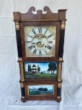 Federal Antique 8 Day Pillar And Scroll Clock With Military Motif