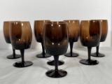 8 Mid Century Modern Smoke Glass Goblets