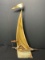 Mid Century Modern Brass Ship Sculpture With Seagulls