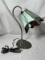 Vintage Table Lamp With Stained Glass Shade And Floral Base