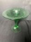Vintage Uranium Depression Glass Etched Compote
