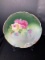 Antique Porcelain Yellow and Pink Rose Charger Bavaria