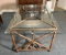 Mid Century Modern Bamboo Glass Top Dining Table