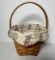 Longaberger Basket With Original Fabric Liner Amercian Cancer Society SIGNED AND DATED 2001
