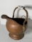 Antique Copper Coal Skuttle With Blue And White Porcelain Handle