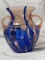 Antique Czechoslovakian Pink And Blue Art Glass Vase