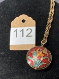 Vintage Danecraft Gold Toned Sterling Silver 925 Cloisonne Necklace WIth Chain