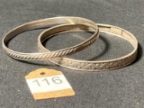 Two Sterling Silver Bangle Bracelets