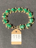 Gold Toned Enameled Frog Bracelet