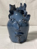 Folk Art Pottery Small Face Jug ARTIST SIGNED Darlene Fergoson Dated 09-08