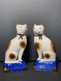 Pair Vintage Staffordshire Cats