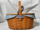 Longaberger Basket With Lid And Fabric Liner SIGNED AND DATED 2000