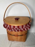 Vintage Longaberger Basket With Wood Lid and Liner SIGNED AND DATED 1998