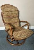 Mid Century Modern Bamboo Swivel Rocking Chair