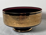 Vintage Amethyst Glass Centerpiece With Gold Decoration